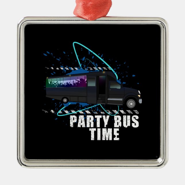 Party Bus Time Metal Ornament (Front)