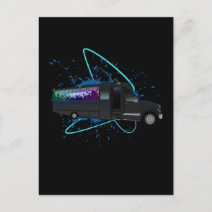 Party Bus Time Nightlife Celebration Colourful Postcard