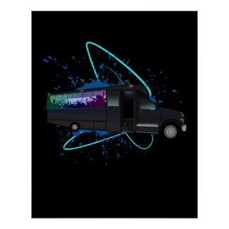 Party Bus Time Nightlife Colorful Wall Art