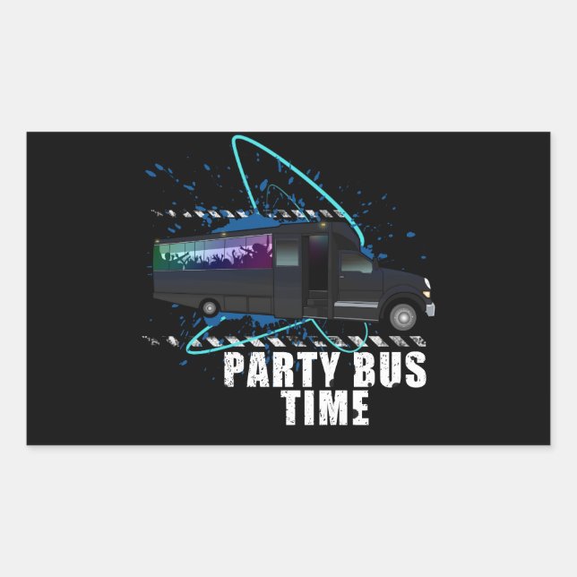 Party Bus Time Rectangular Sticker (Front)