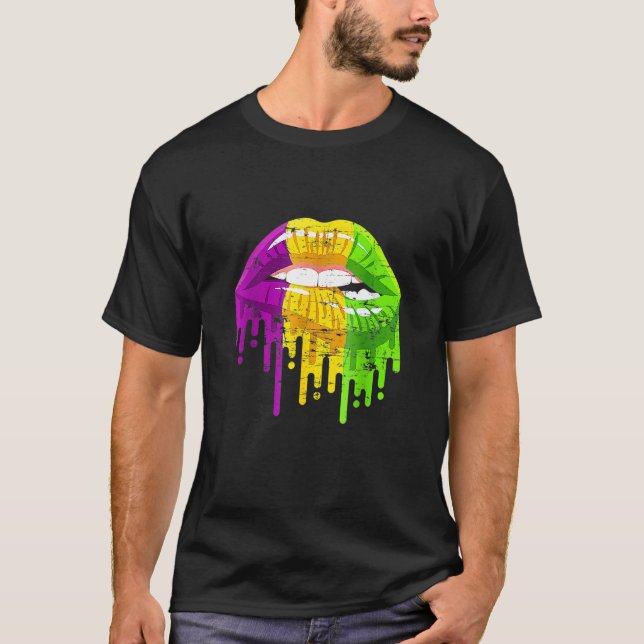 Party Carnival Gifts Lips Mardi Gras T-Shirt (Front)