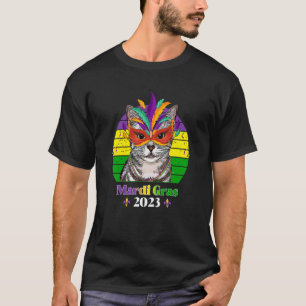 Party Cat Mask Beads Mardi Gras 2023 10 T-Shirt