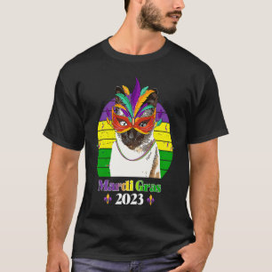 Party Cat Mask Beads Mardi Gras 2023 6 T-Shirt
