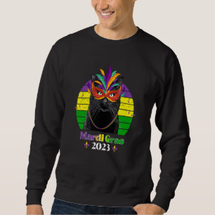 Party Cat Mask Beads Mardi Gras 2023  9 Sweatshirt