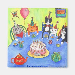 Party Cats!  Birthday kitty cats fun funny cards Magnet