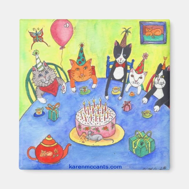Party Cats!  Birthday kitty cats fun funny cards Magnet (Front)