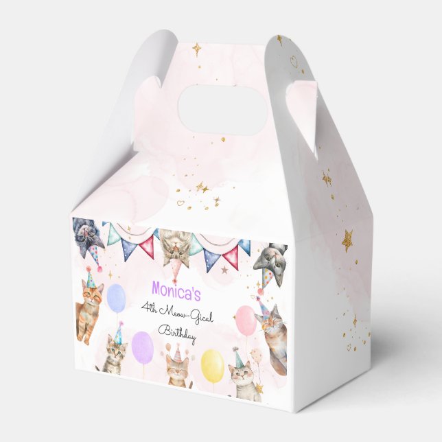 Party cats meow-gical kids birthday favour box (Front Side)