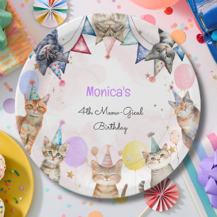 Party cats meow-gical kids birthday paper plate