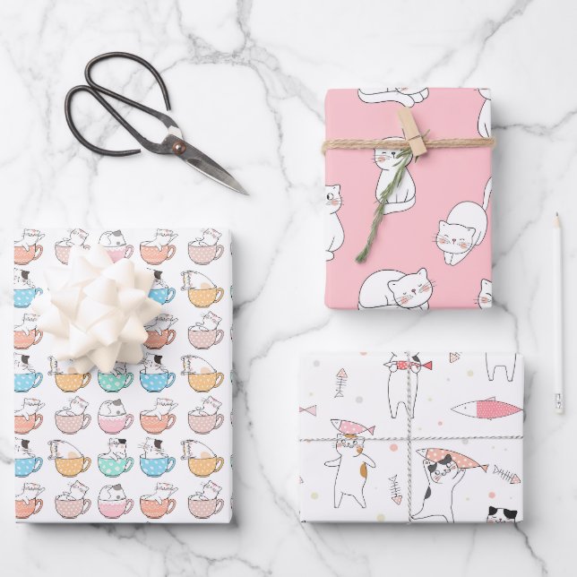 Party Cats Pink Wrapping Paper (Front)