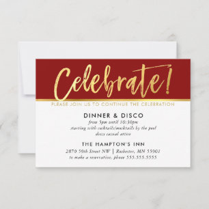 PARTY CELEBRATION CARD dark red burgundy gold type