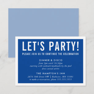 PARTY CELEBRATION CARD modern block royal blue