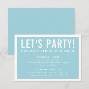 PARTY CELEBRATION CARD modern block turquoise blue