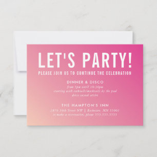 PARTY CELEBRATION CARD modern pretty pink gradient