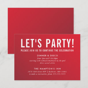 PARTY CELEBRATION CARD modern red burgundy ombre