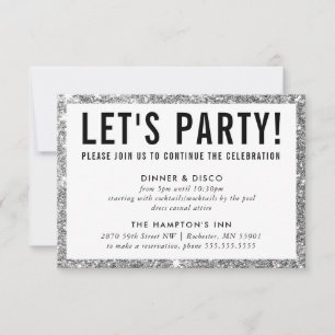 PARTY CELEBRATION INFO cute modern silver glitter Invitation