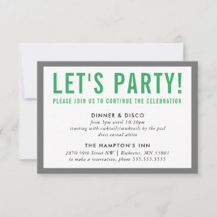 PARTY CELEBRATION INFO modern bold boy grey green Invitation