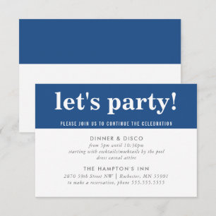 PARTY CELEBRATION INFO modern bold boy navy blue Invitation