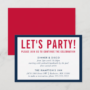 PARTY CELEBRATION INFO modern bold boy navy red Invitation