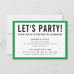 PARTY CELEBRATION INFO modern bold kelly green Invitation