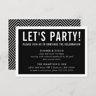 PARTY CELEBRATION INFO simple modern bold black Invitation