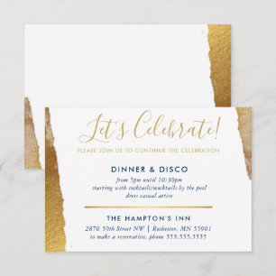 PARTY CELEBRATION INSERT modern luxe gilded gold Invitation