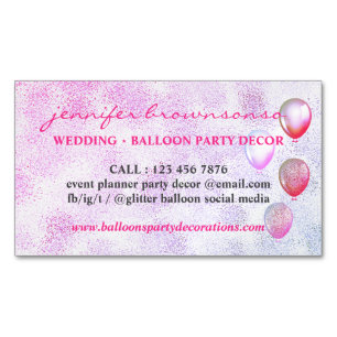 Party Celebration Occasion Planner Balloons Magnetic Business Card