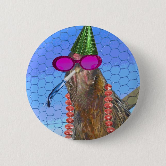 Party Chicken 6 Cm Round Badge (Front)