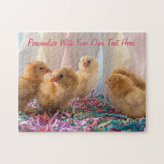Party Chicks Yellow Baby Chickens Streamers Jigsaw Puzzle (Horizontal)