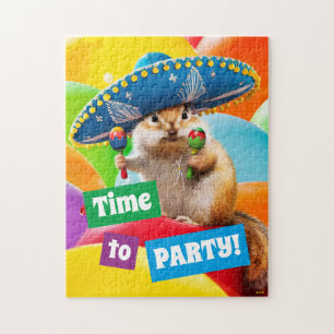 Party Chipmunk In Sombrero Jigsaw Puzzle