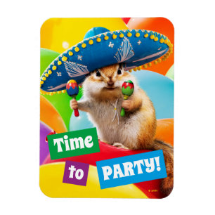 Party Chipmunk In Sombrero Magnet