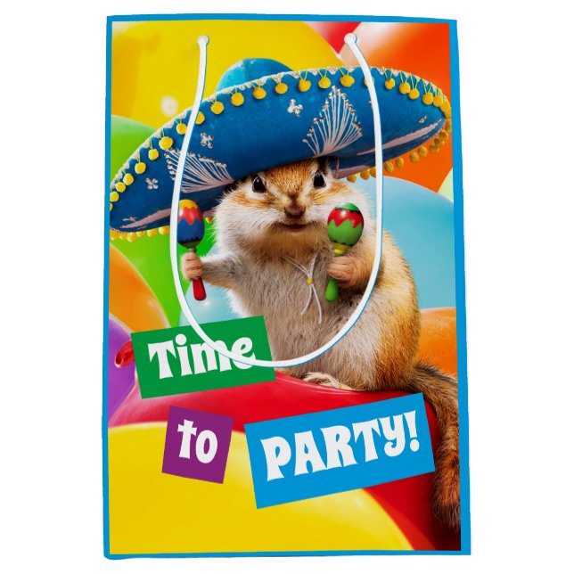 Party Chipmunk In Sombrero Medium Gift Bag (Front)