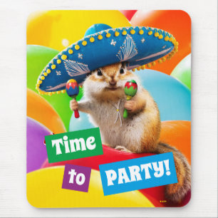 Party Chipmunk In Sombrero Mouse Pad