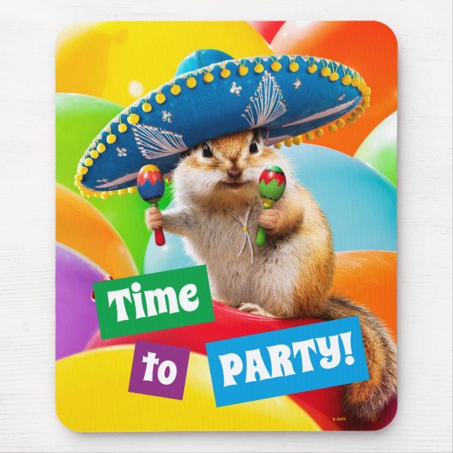 Party Chipmunk In Sombrero Mouse Pad (Front)