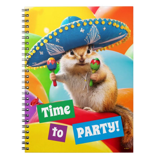 Party Chipmunk In Sombrero Notebook (Front)