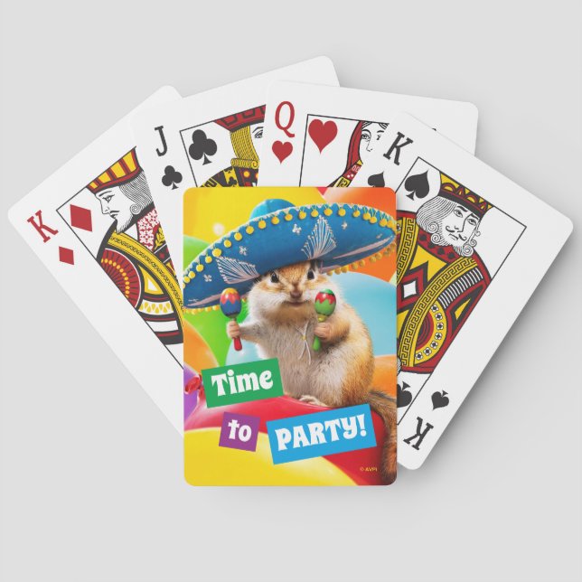 Party Chipmunk In Sombrero Playing Cards (Back)