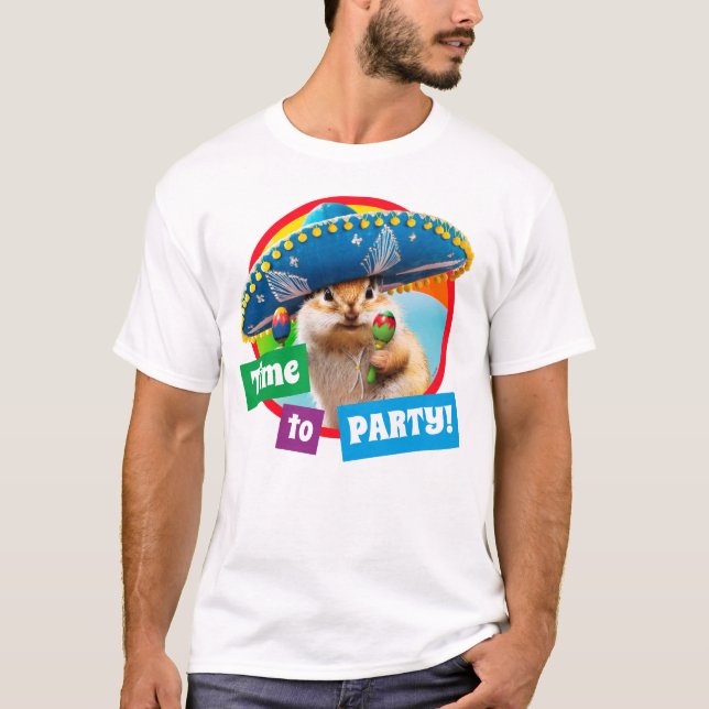 Party Chipmunk In Sombrero T-Shirt (Front)