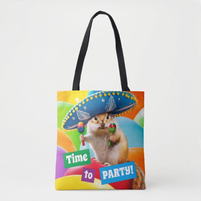 Party Chipmunk In Sombrero Tote Bag (Front)