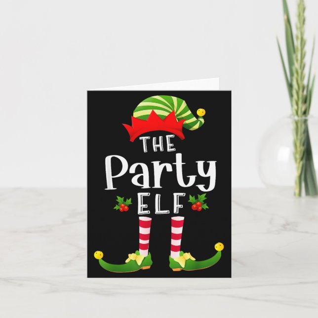 Party Christmas Elf Matching Pajama X-mas Party  Card (Front)