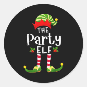 Party Christmas Elf Matching Pajama X-mas Party  Classic Round Sticker