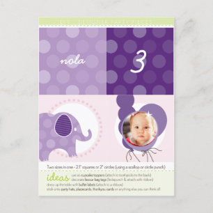 PARTY CIRCLES :: elephant + balloons 6 Invitation Postcard