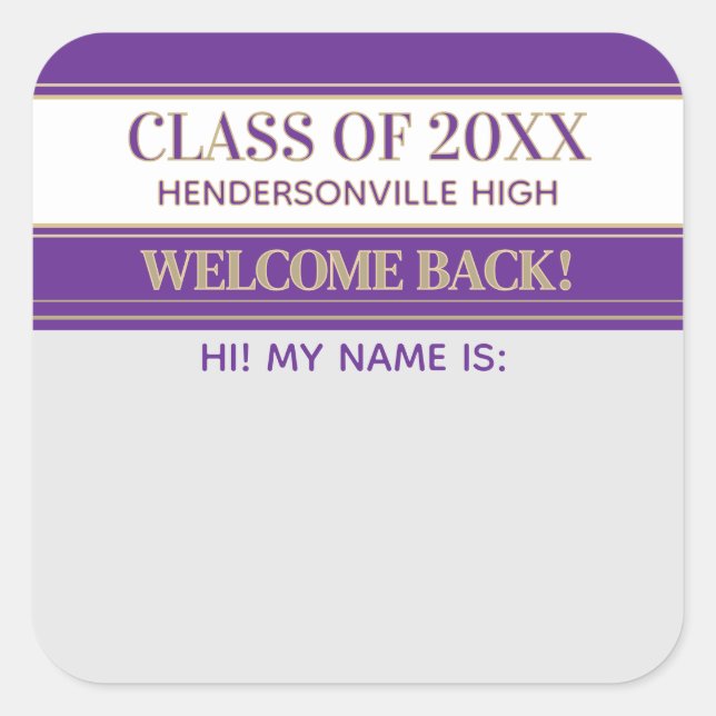 Party! Class Reunion Welcome back Name tag sticker (Front)