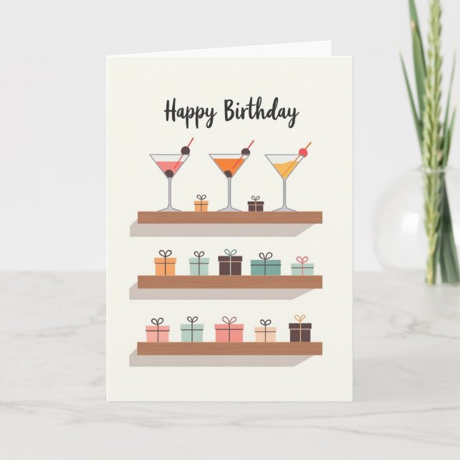 Party Cocktail Birthday Card (Front)
