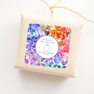 Party Colour Diamond Crystal Gemstone Wedding Square Sticker