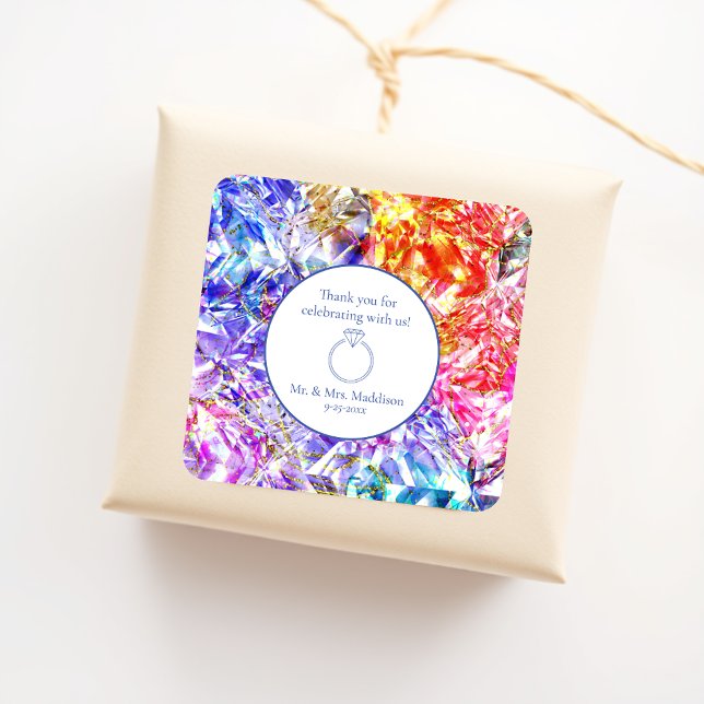 Party Colour Diamond Crystal Gemstone Wedding Square Sticker (Creator Uploaded)