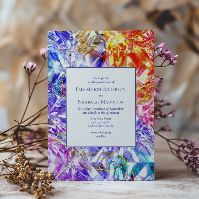 Party Colour Rainbow Crystal Gemstone Wedding Invitation (Creator Uploaded)