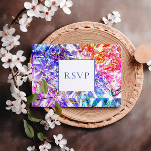 Party Colour Rainbow Gemstone Wedding RSVP Invitation Postcard