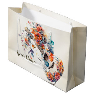 Party Colourful Flowers Guitar Music Instrument Large Gift Bag