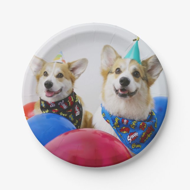 Party Corgis Paper Plates (Front)