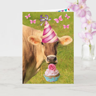 Party Cow And Cupcake Birthday Card