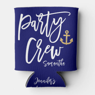 Party Crew Bridesmaid Nautical Bachelorette Party Can Cooler